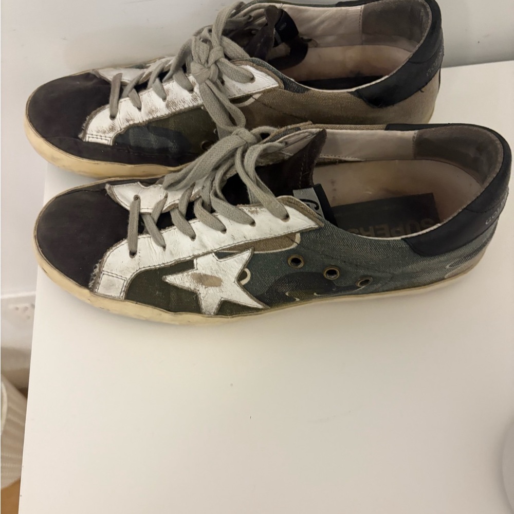 Golden Goose Low-Top Camouflage Sneakers with White Star
